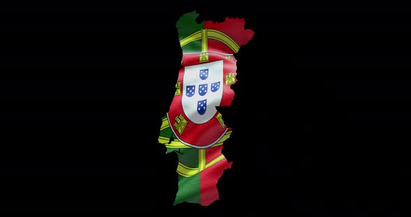 Portugal national flag background with country shape outline