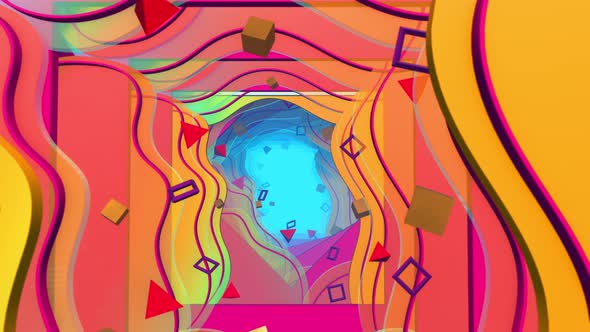 Flying In Geometry Flat Style 04 4K