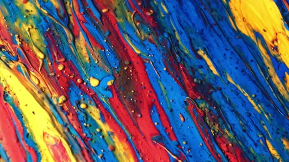 Multicolored Acrylic Paint, Fantastic Surface. Abstract Experiment Colorful Paint, Top View