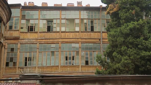 Aged Block Buildings With Broken Windows, Abandoned Slum, Poor Damaged Area