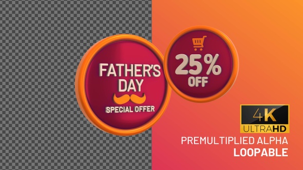 Fathers Day 25 Percent Off Bage Looping with Alpha Channel