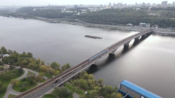 Dnipro River Near Kyiv City, Ukraine Aerial View. Dnieper, Kiev