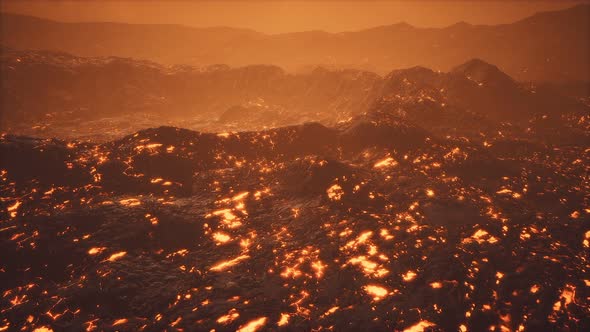 Lava Fields and Hills at Active Volcano