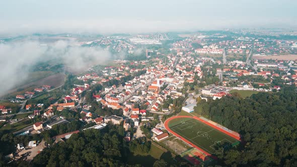 Small European Town Cityscape Aerial View