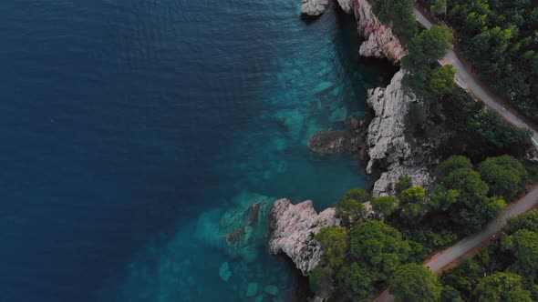 Aerial View of Rocky Shore of Adriatic Sea