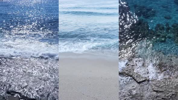 Three in One Vertical Video of the Sea Near the Shore