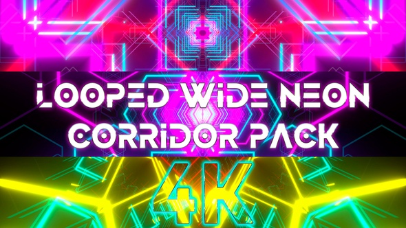 4k Looped Wide Neon Corridor Pack