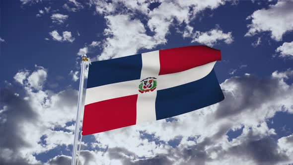 Dominican Republic Flag With Sky 4k