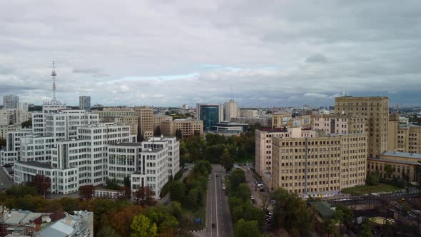 Autumn Freedom Square, Kharkiv city center aerial