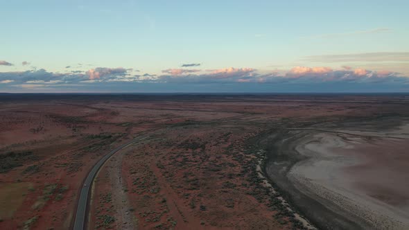 Aerial Drone Footage of Outback Australia at Sunset in Meekatharra, Western Australia