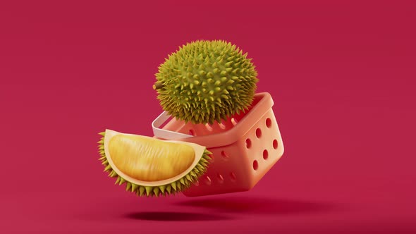 Durian with shopping basket