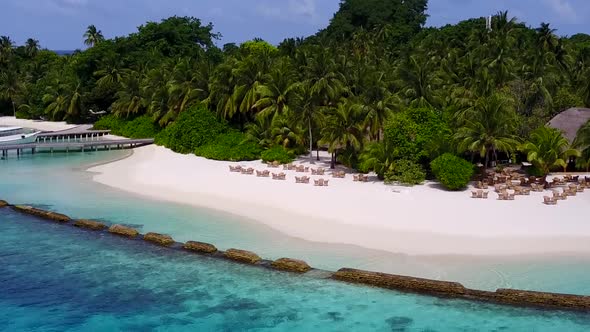 Aerial view scenery of coast beach by ocean with sand background