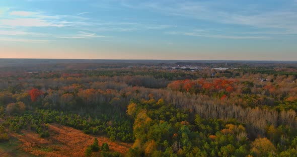 Aerial Colorful Autumn Park Near Boiling Spring Small Town in South Carolina USA