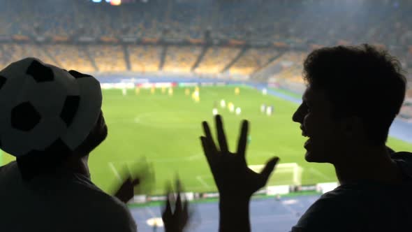 Football Fans Disappointed With Losing Match, Shouting Furiously, Penalty Kick