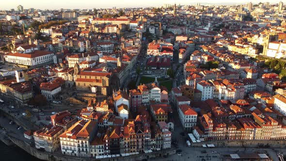 Drone View of the Beautiful Houses Along the Embankment and the Gothic Church