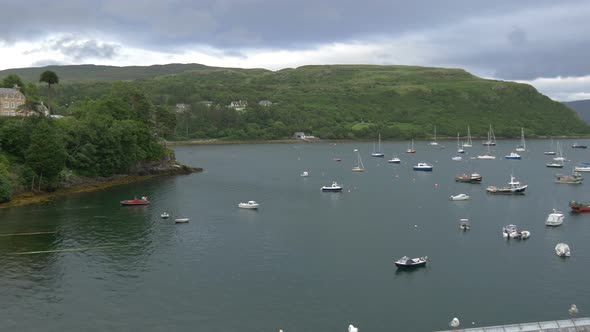 Pan right of Loch Portree on Isle of Skye