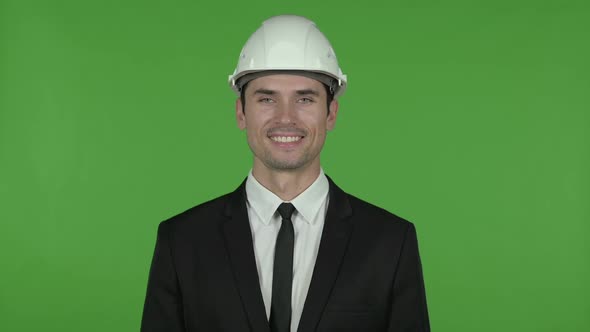 Cheerful Engineer Smiling at Camera Chroma Key