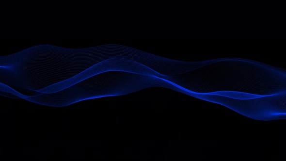 Blue Color Digital Particle Line Wave Animation