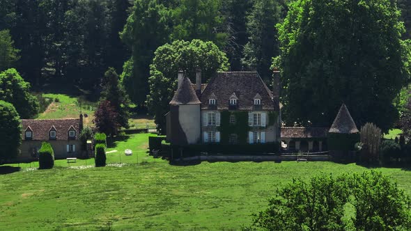 Castle in French Countryside Aerial View