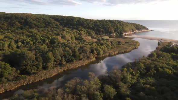 River Delta Aerial Drone View