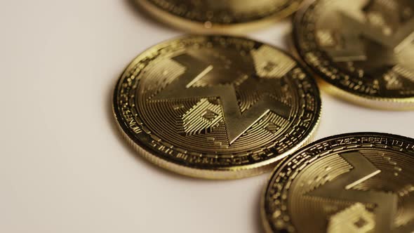 Rotating shot of Bitcoins 