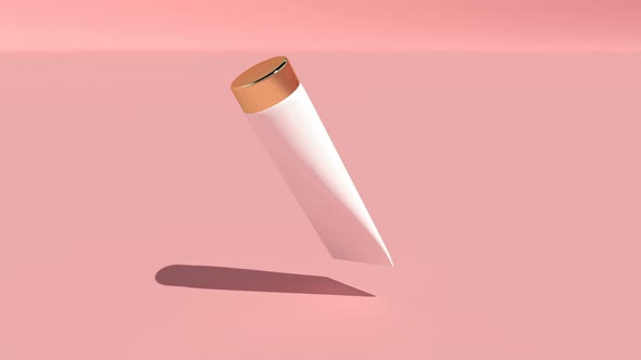 3d Mockup with White a Tube of Cosmetics on Pink Background Skin Care Able to Loop Seamless