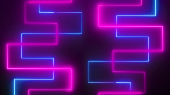 Abstract Vertical Geometric Glowing Neon Shape Lines