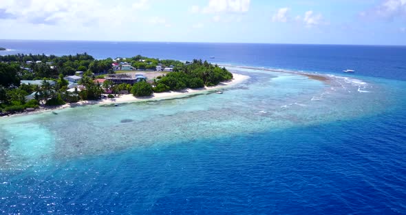 Wide birds eye abstract view of a white sand paradise beach and blue ocean background in best qualit