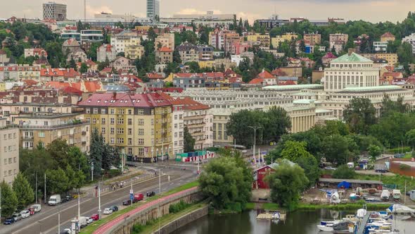 View of Prague Timelapse From the Observation Deck of Visegrad