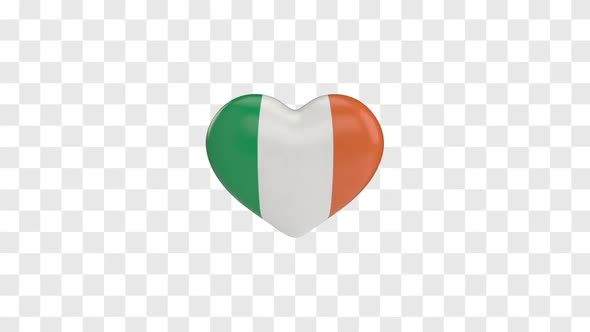 Ireland Flag on a Rotating 3D Heart