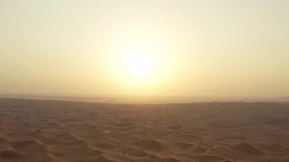 Aerial View of the Sunset in the Desert of Sharjah