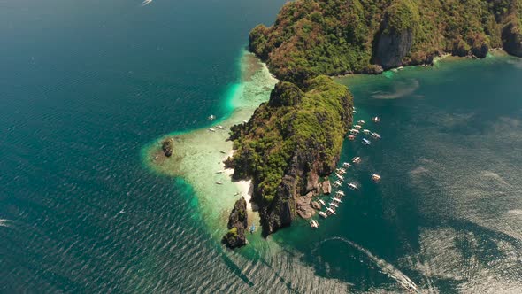 Tropical Island with Sandy Beach. El Nido, Philippines