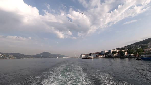 Beautiful View From the Motorboat Floating Along the Busy Turkish Coast