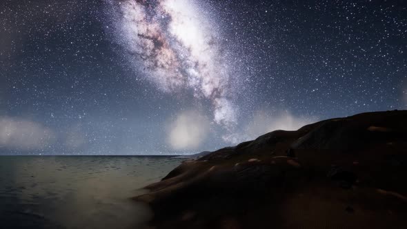 Milky Way Galaxy Over Tropical Island alt
