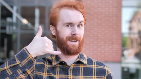 Call me Gesture by Redhead Beard Young Man