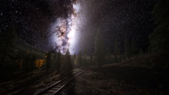 The Milky Way Above the Railway and Forest