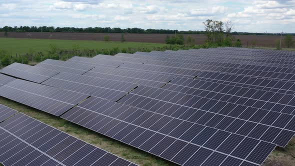 Alternative Energy Source, Amazing View on the Solar Power Plant and Nature, 