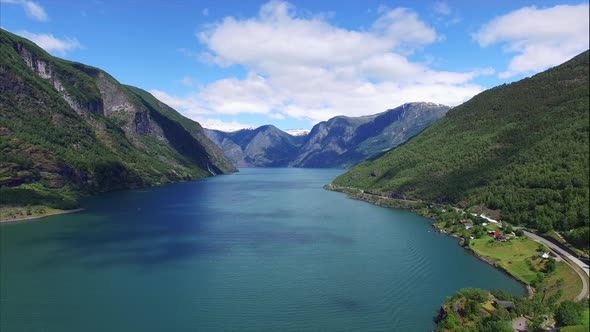 Fjor in Norway from air.