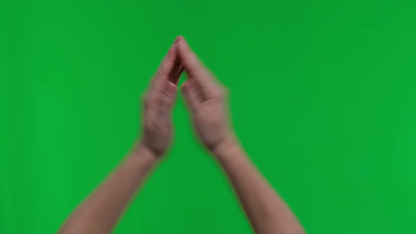 Female Hands Clapping on a Chroma Key Background