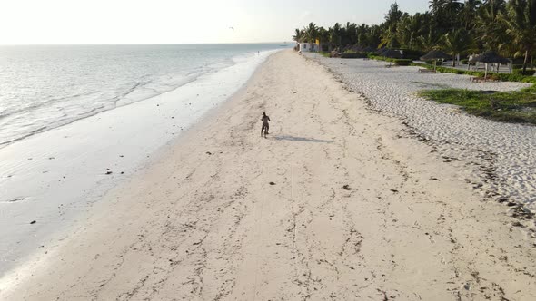 Aerial View of the Beach on Zanzibar Island Tanzania Slow Motion