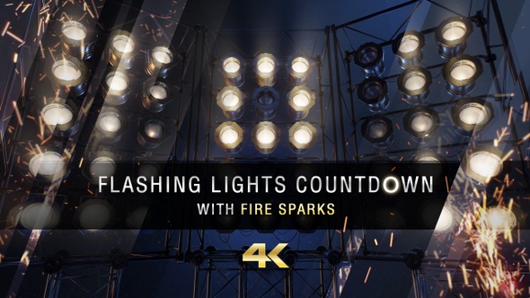 Flashing Lights Countdown With Fire Sparks