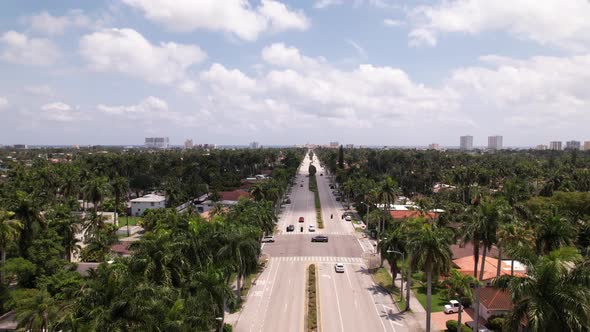 Hollywood Lakes Florida Neighborhood Aerial rising Reveal Proximity To Ocean 