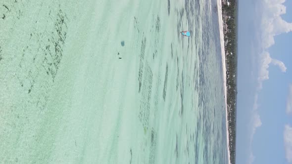 Zanzibar Tanzania  Vertical Video of the Ocean Near the Coast Slow Motion