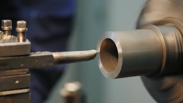 Cutting Factory Tool at Mechanical Turning Metal Working