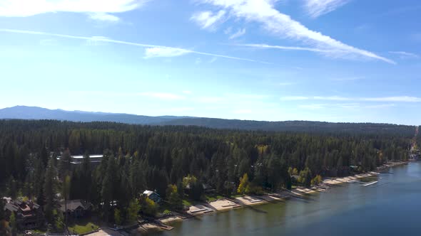 Aerial of McCall Idaho over Payette Lake.