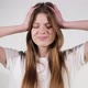 show a headache with gestures. slow motion - VideoHive Item for Sale
