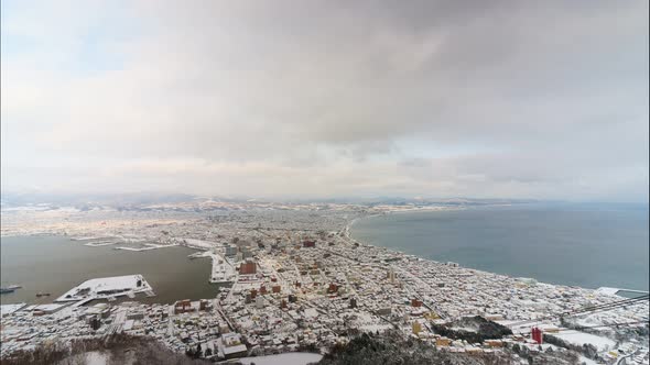 Beautiful landscape top of view at Hakodate city in Hokkaido Japan