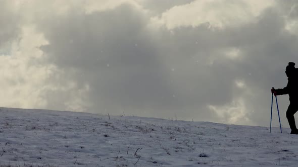 Snow Hiking In Blizzard Man