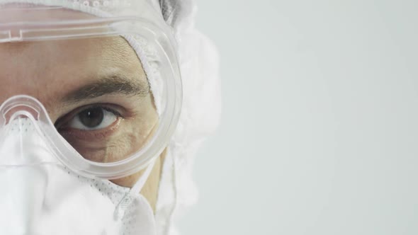 Human Doctor in Protective Clothes During Coronavirus Pandemic, Portrait.