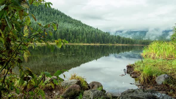 Trillium Lake with Mt. Hood behind the Fog